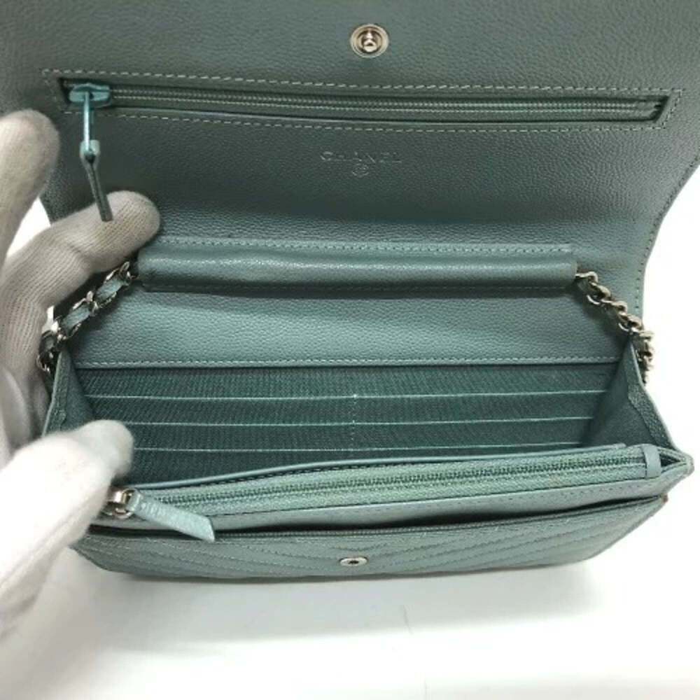 CHANEL Authentic Blue Caviar Leather Logo Wallet - Picture 10 of 16
